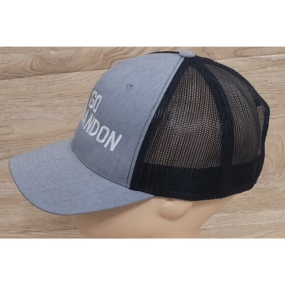 "LETS GO BRANDON" NASCAR Gray Mesh Snap-Back Trucker Hat Cap Pre-owned Political - Picture 4 of 5